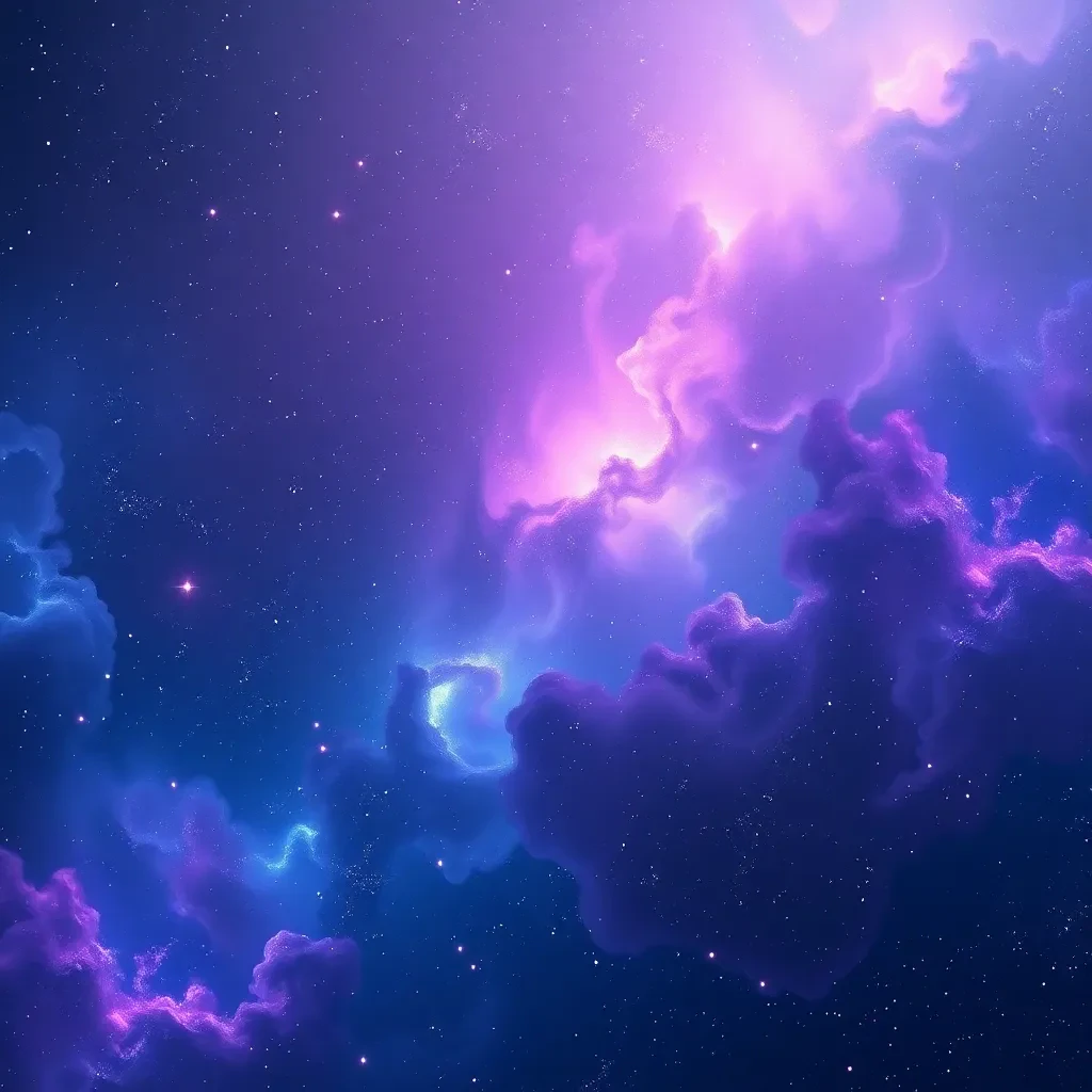 Textura cósmica de fundo com nebulosa roxa e azul